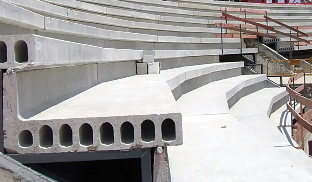 Pre-stressed concrete hollow core slabs used for building floors