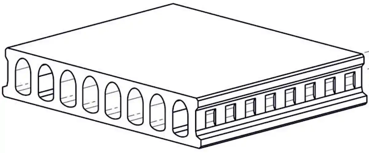 Pre-stressed concrete hollow core slabs used for building floors