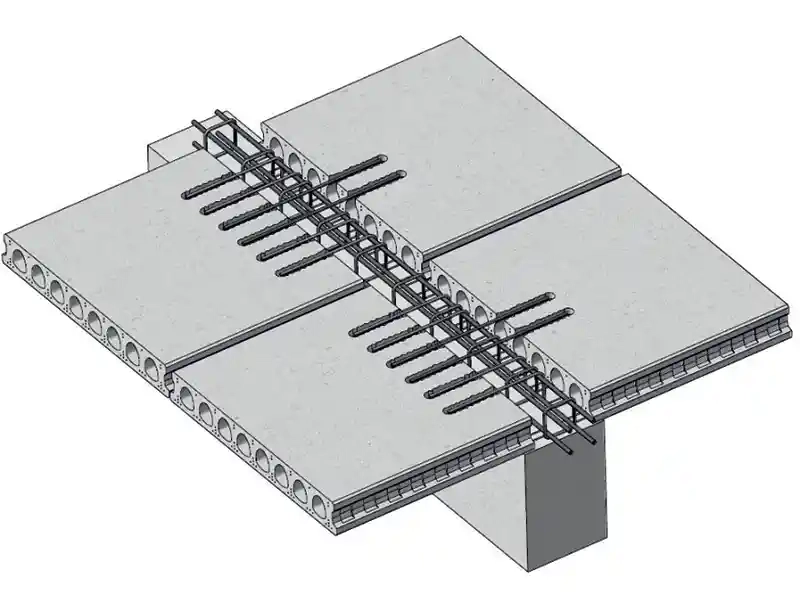 Pre-stressed concrete hollow core slabs used for building floors