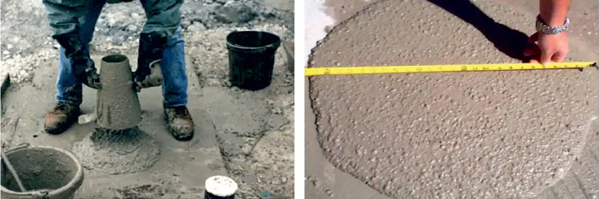 the flowability of SCC is measured at site