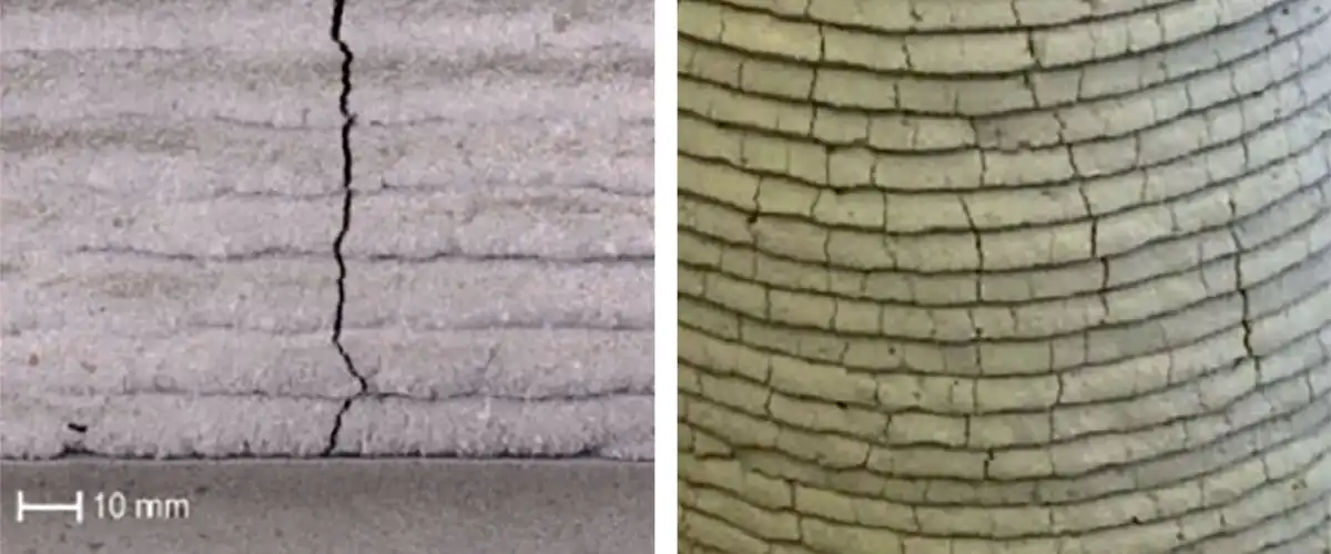 Cracks developed in C3DP elements due to early-age shrinkage