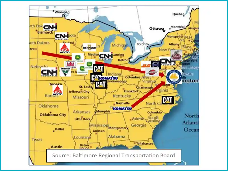 Baltimore Bridge collapse on the agricultural and construction machinery